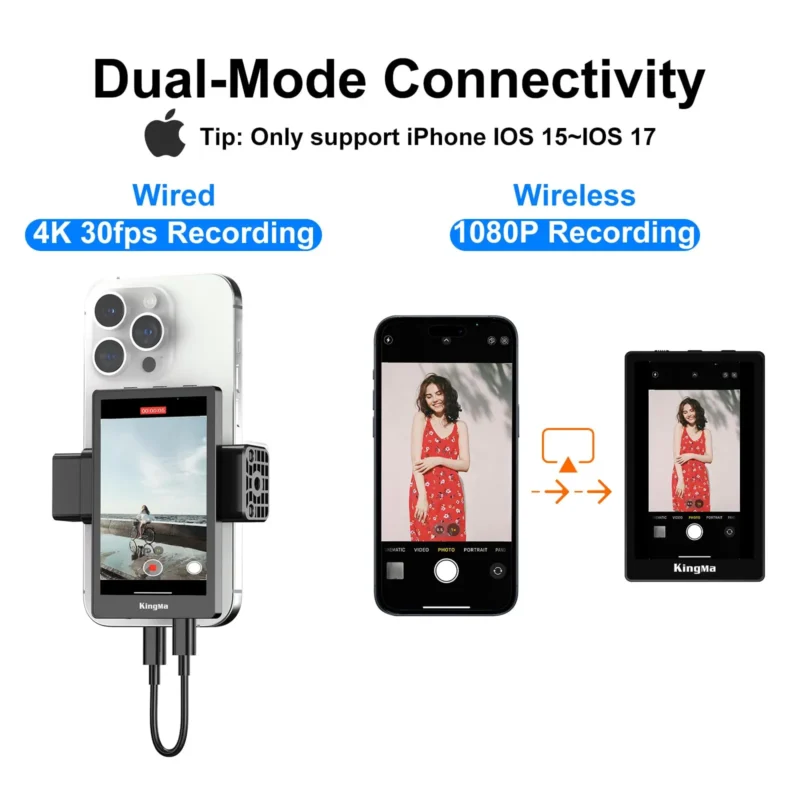 Phone Vlog Selfie Monitor Screen with Magnetic Phone Holder