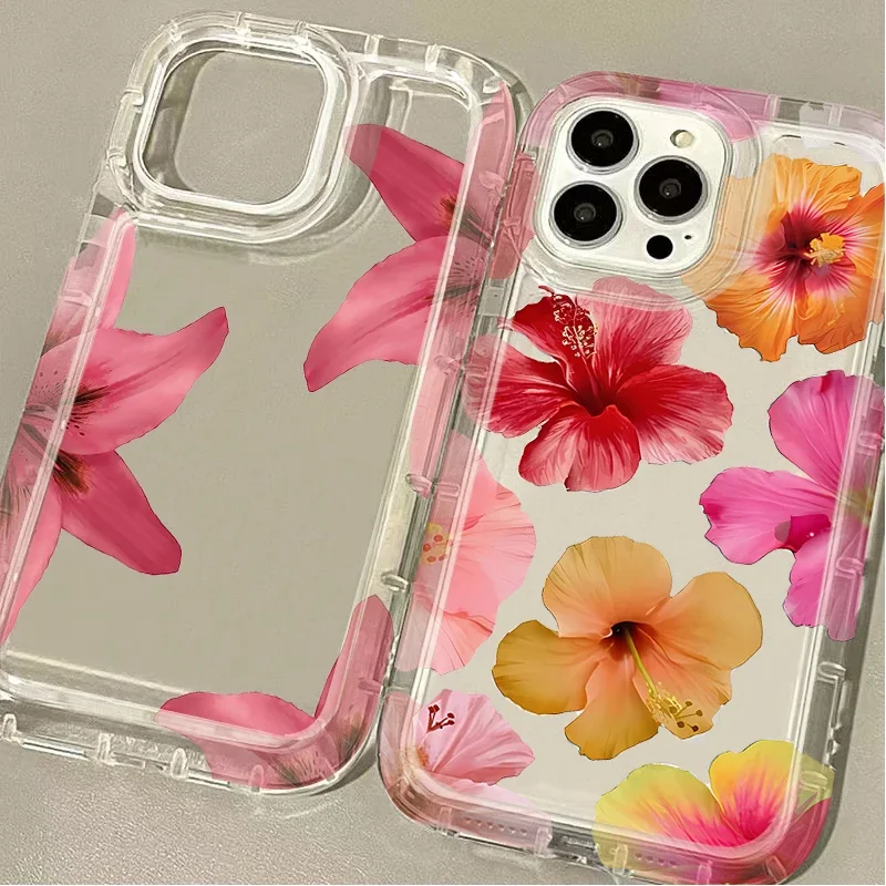 Colorful Hibiscus Flower Clear Case