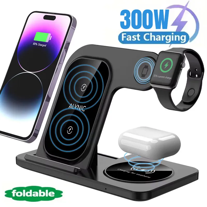 300W Fast Wireless Charger Stand Pad Foldable