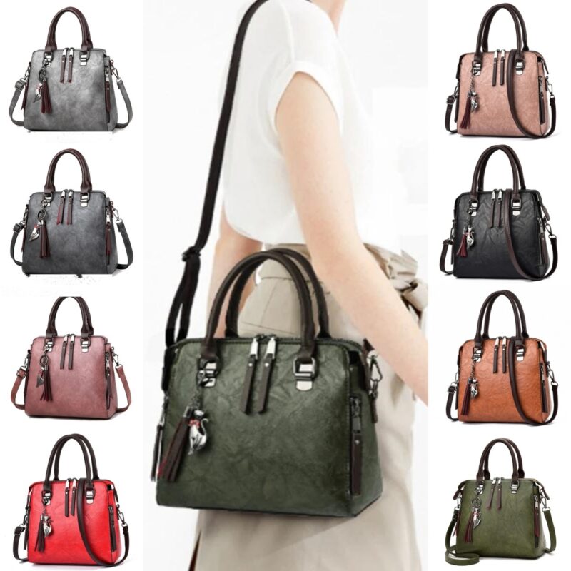 Vintage Handbag Women PU Leather Tassel