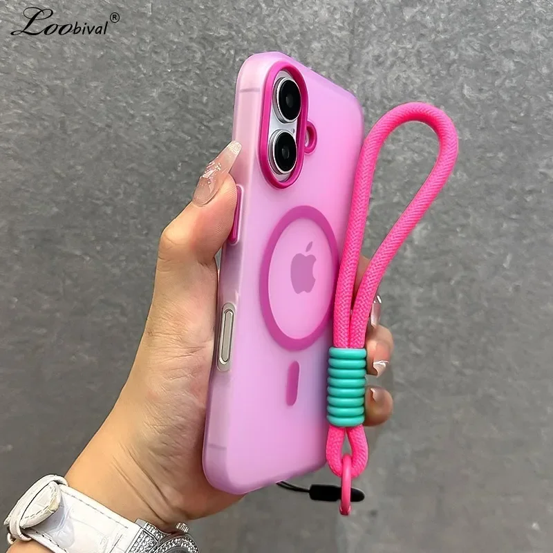 Candy Color Contrast Lanyard Case