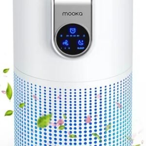 Air Purifiers For Home Large Room Up To 1500ft² With Aromatherapy, MOOKA HEPA Air Purifier For Bedroom Pets Kitchen, Air Filter Cleaner For Smoke Pollen Dust Dander Odor, 15dB, M03, White