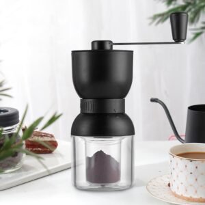 Hand Crank Coffee Grinder, Stainless Steel and Glass