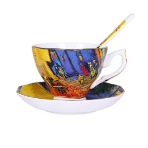 Dasouq European Bone China Coffee Cup and Saucer Set, 200ml