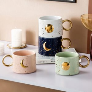 Dasouq Japanese-Style Sun and Moon Ceramic Couple Mugs