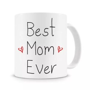Dasouq "Best Mom Ever" Ceramic Coffee Mug, 320ml, Mother's Day Gift