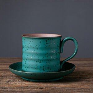 Dasouq Japanese Retro Ceramic Coffee Cup and Saucer Set