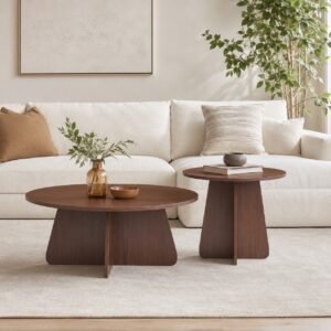 Retro Nesting Coffee Table Set, Round, Crisscross Legs