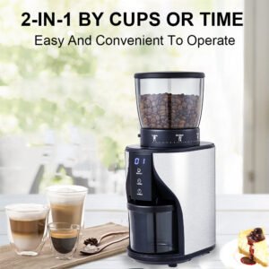 Electric Cone Coffee Grinder, Adjustable, Touch Control
