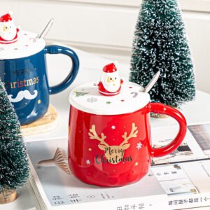 Dasouq Cartoon Ceramic Coffee Mug, 500ml, 3-Piece Set