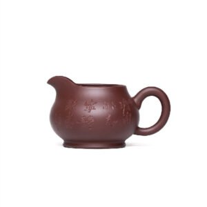 Purple Cinnabar Sand Carved Pitcher - Handcrafted Raw Ore Purple Clay Teapot