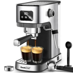 Geek Chef Espresso Machine, Cappuccino & Latte Maker, Stainless Steel