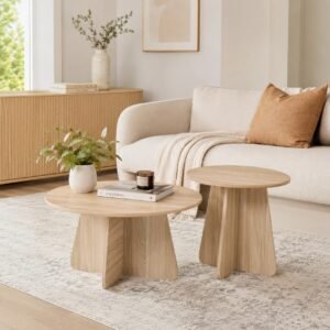Retro-style Nesting Coffee Table Set. Available In Walnut Or Natural Wood Finishes