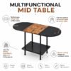 Coffee Table For Living Room Wooden 2 Tier Open Storage Oval Industrial Modern Center Table For Farmhouse Home Office Black Brown